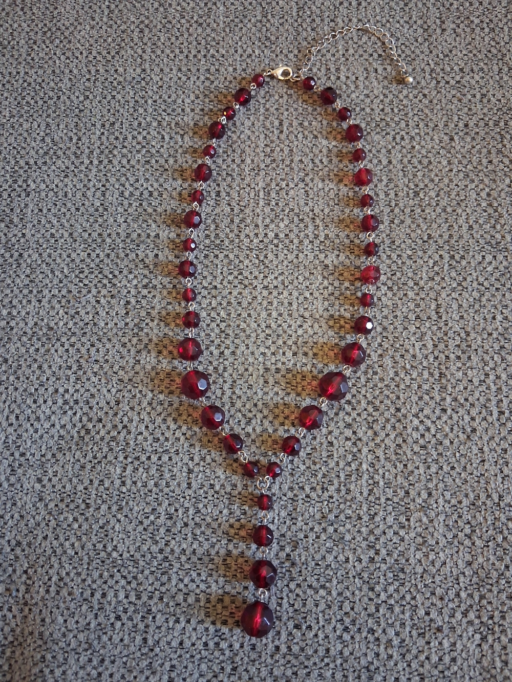 Red Beaded Y-Drop Necklace - Women Jewelry